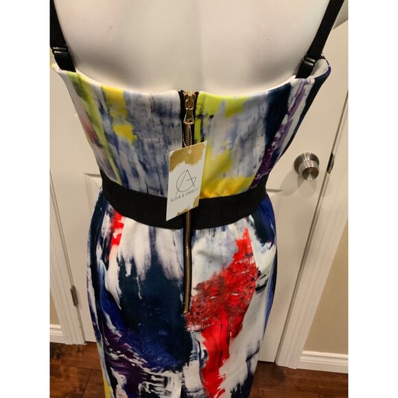 Milly Multicolor Splatter Pencil Dress, Size 8 - Picture 7 of 8